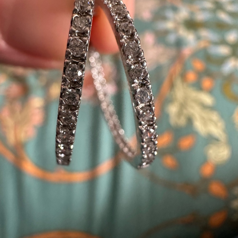 Silver CZ hoop earrings
